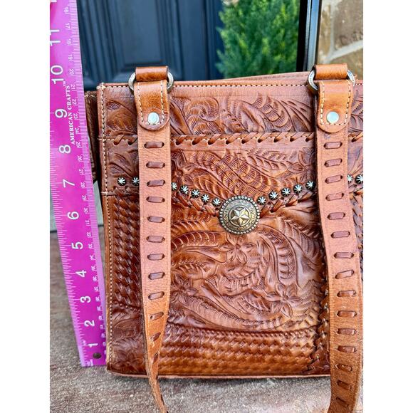 American West Tooled Leather Western Purse – 10x8.5 – Great Condition 👜🤠 - Picture 9 of 11
